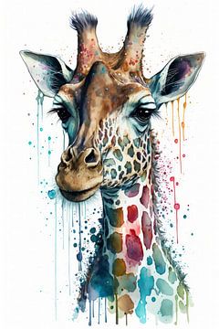 Girafe - Aquarelle sur New Future Art Gallery