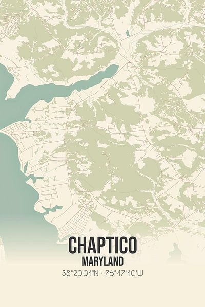 Carte ancienne de Chaptico (Maryland), USA. par Affiches de lieux