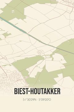 Vieille carte de Biest-Houtakker (Brabant du Nord) sur Rezona