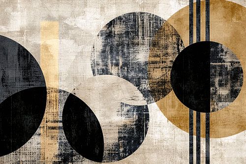 Monochrome Cirkels en Gouden Lijnen