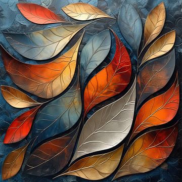 Feuilles d'automne Abstrait | Vein Serenity sur Kunst Kriebels