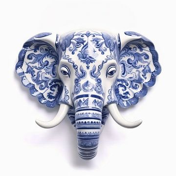 Elefant in Delfter Blau von Dunto Venaar