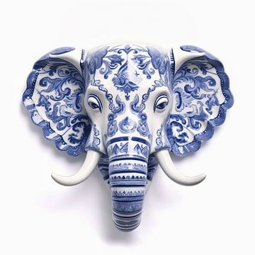 Olifant in delfst blauw van Dunto Venaar