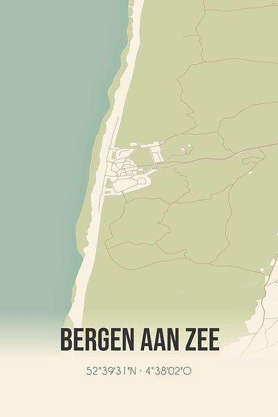 Vieille carte de Bergen aan Zee (Hollande du Nord) par Affiches de lieux