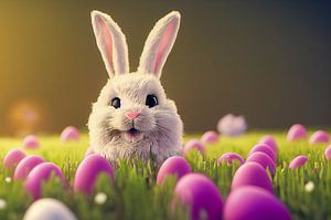 Osterhase mit Ostereiern, Illustration