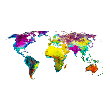 Wereldkaart in Tropische kleuren | Wandcirkel van WereldkaartenShop