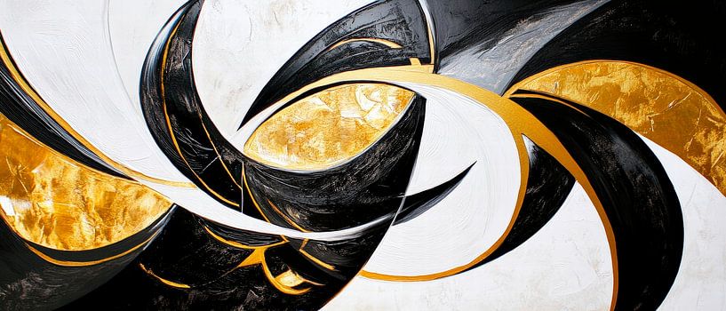 Abstracte elegantie in zwart en goud van Poster Art Shop