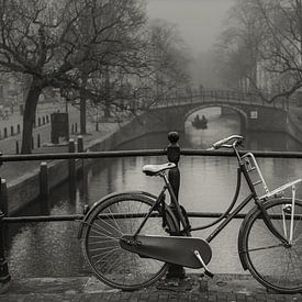 Bike on a bridge in Amsterdam by Nico Geerlings