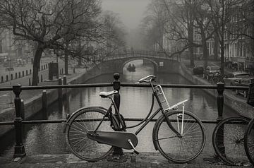 Bike on a bridge in Amsterdam by Nico Geerlings