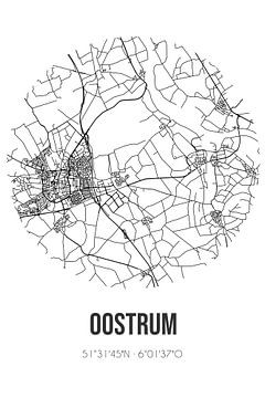 Oostrum (Limburg) | Landkaart | Zwart-wit van MijnStadsPoster