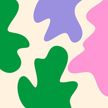 Abstracte moderne vormen roze, groen, violet van Angela Minca