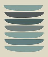 Retro Blau Beige Mid-Century Modern Abstrakt
