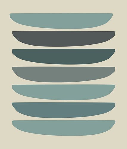 Retro Blauw Beige Mid-Century Modern Abstract