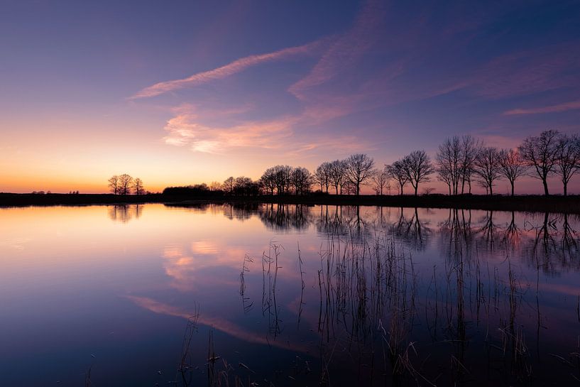 Sunset with reflection of trees and sky in the water by KB Design & Photography (Karen Brouwer)