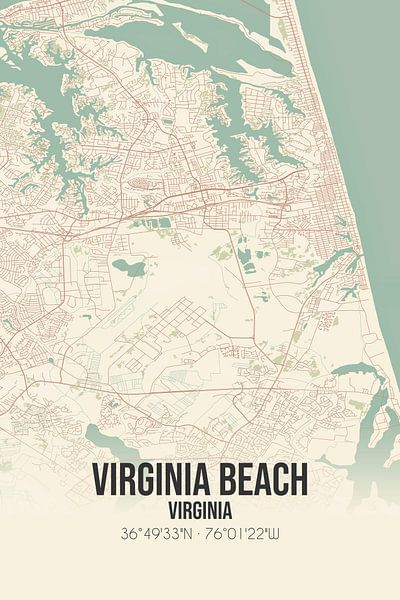 Vintage map of Virginia Beach (Virginia), USA. by Prints of Place