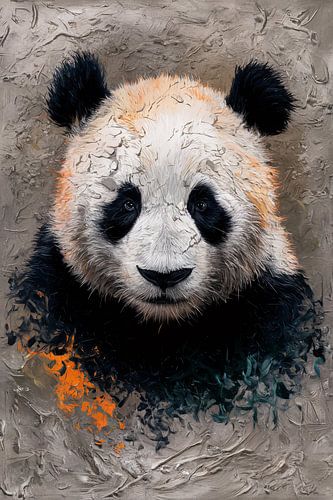 Panda portret met abstracte accenten