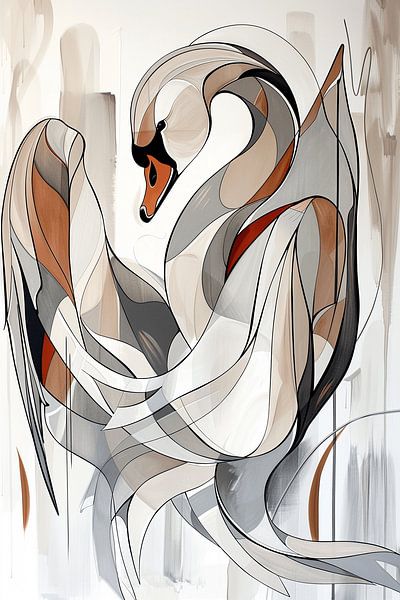 Abstract Swan: Geometric Mastery by Karina Brouwer
