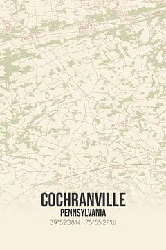 Carte ancienne de Cochranville (Pennsylvanie), USA. sur Rezona