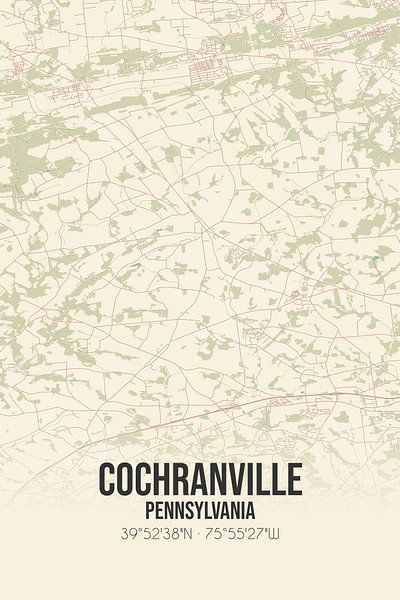 Vintage map of Cochranville (Pennsylvania), USA. by Prints of Place