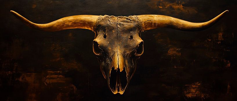 Cow skull against a dark background by Poster Art Shop
