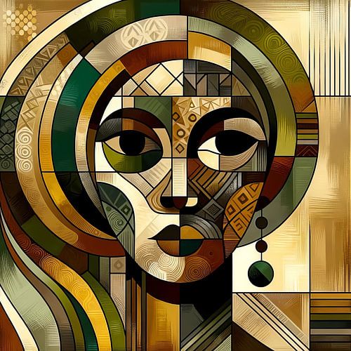 Collage/mozaïek Senegalese dame met foulard