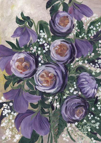 Aaliyah painterly English roses by Rosana Laiz Blursbyai