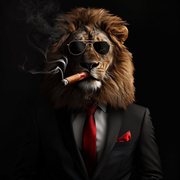 Lion with cigar and sunglasses by TheXclusive Art