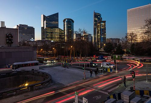 The business district by night