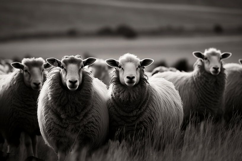 Monochroom schaap van NJ Midnight Studio