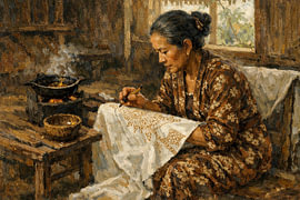 Traditionele batikmaker met canting van Vínculae