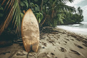 Abstracte surfplank op het strand van Art & Soul Creations