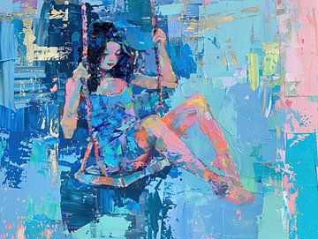 Vrouw Schommel | Zittende Vrouw van Kunst Kriebels