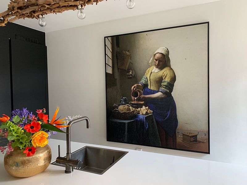 Het Melkmeisje - Vermeer Schilderij (HQ) op canvas, behang, poster en meer