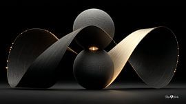 Abstraktes Schwarz mit zartem Gold von Gelissen Artworks