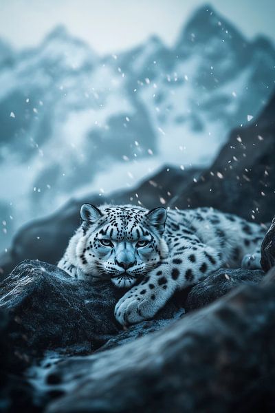 Snow leopard in a wintry landscape by Poster Art Shop