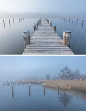 Dromen van de zee: Mist in de haven van Prerow van Christian Müringer