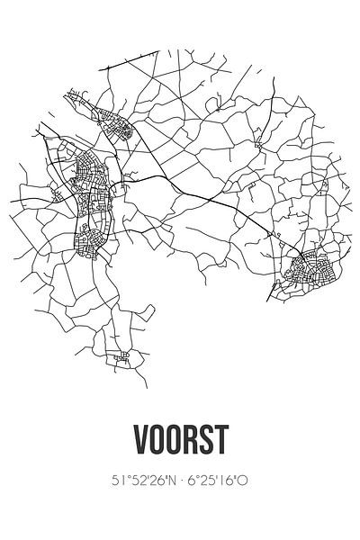 Voorst (Gelderland) | Map | Black and white by Prints of Place