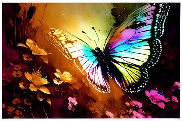 "Bunte Flügelsinfonie: Ein Schmetterling zeigt sein prächtiges Muster" von ButterflyPix