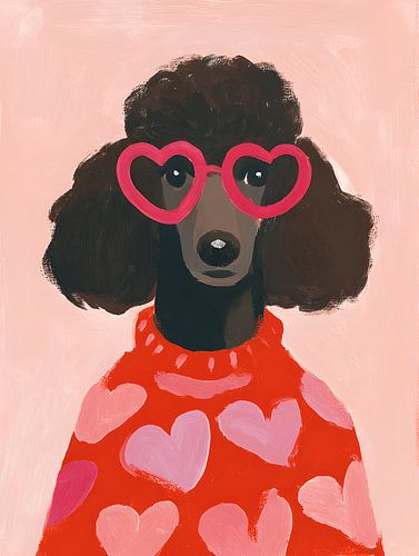 Speelse Hond met Hartvormige Zonnebril