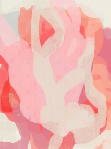 Orange, rose et blanc. Art abstrait moderne.