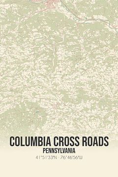 Vintage landkaart van Columbia Cross Roads (Pennsylvania), USA. van Rezona