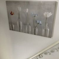 Klantfoto: Stilleven met bloemen in Japandi stijl van Japandi Art Studio, op canvas