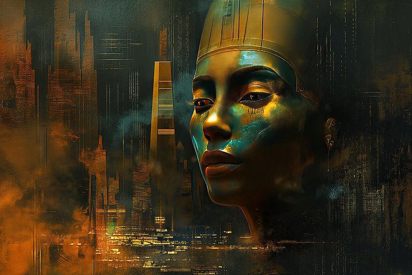 Urban Dominion: Ägyptischer Pharao in Gold und dunkler Pracht von Shine by Nous