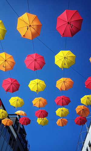 Des cerfs-volants colorés qui virevoltent dans le ciel bleu