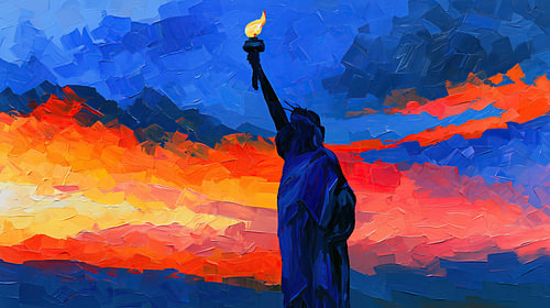 Panorama abstrait de la Statue de la Liberté à New York