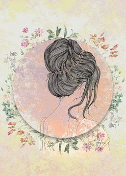 Woman hairstyle in round embossed pattern impression van Gisela - Art for you