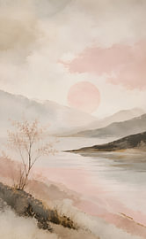 Japanische Landschaft in Rosa von FoXo Art