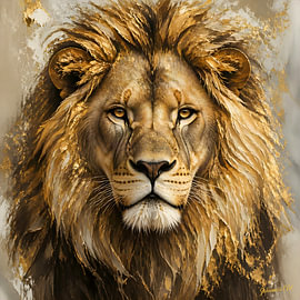 Majesty in Gold - Löwe 1 von Johannas Art Creations