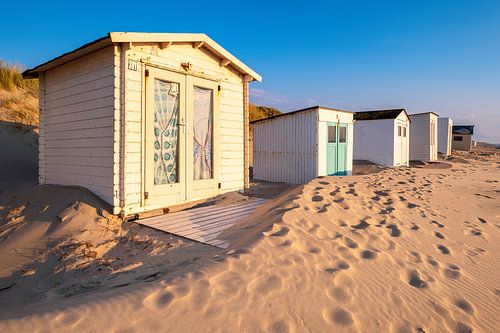 Beach cottages on the North Sea beach of Texel