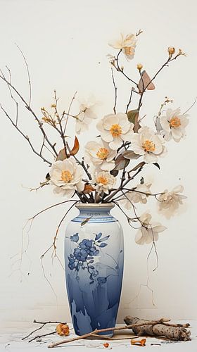 gedroogde bloemen in een Kintsugi vaas